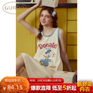 果殼（Gukoo）睡裙女士夏季睡衣女無(wú)袖防走光無(wú)袖純棉可外穿運(yùn)動(dòng)風(fēng)連衣裙B 唐老鴨背心裙 S