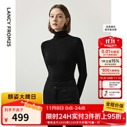 朗姿【朗姿羊毛Basic衣櫥】純羊毛法式毛針織衫冬季新款修身長(zhǎng)袖毛衣 黑色2 M