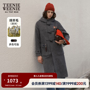 Teenie Weenie【雙面呢】小熊冬裝時(shí)尚澳洲綿羊毛牛角扣毛呢大衣女 中灰色 S (160)