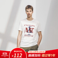 AKSERIESAK男裝輕復古LOGO大印花親膚透氣圓領潮流休閑短袖T恤男2100242 米白 M