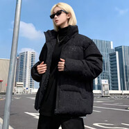 俞兆林（YUZHAOLIN）滿(mǎn)天星立領(lǐng)棉服外套女2025冬季新款加厚美式ins面包保暖棉服外套 黑色亮片滿(mǎn)天星 L 115-135