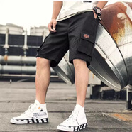 俏博萊男士夏季五分褲子透氣潮流大碼中褲休閑大褲衩速干學(xué)生 工裝短褲單件裝黑色 均碼 XXXL