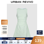 UR2025春季新款女摩登氣質(zhì)褶皺收腰顯瘦無袖連衣裙UYY750030 淺薄綠 XL