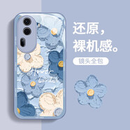 OPPO適用opporeno11手機殼新款reno10pro防摔reno9可愛(ài)女reno8油畫(huà)花r 月亮梅色花(金屬漆玻璃)粉色 OPPOReno