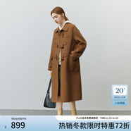 范思藍恩22FS4106韓系氣質(zhì)牛角扣大衣女秋冬學(xué)院風(fēng)雙面羊毛呢外套 駝色 XS
