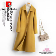 皮爾卡丹（pierre cardin）高檔品牌秋冬新款羊毛呢大衣女長(cháng)款修身A字版娃娃領(lǐng)顯瘦氣質(zhì)毛呢 皮爾卡丹   姜黃色 S 90-105斤