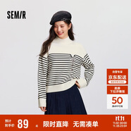 森馬（Semir）森柔|地理系列毛衣女冬季半高領(lǐng)刺繡條紋衫101724107022