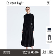 乙來(lái)（EASTERN LIGHT）【100%德國揚子紗羊毛】2024新款秋冬連衣裙女 優(yōu)雅黑 M