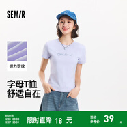 森馬（Semir）[商場(chǎng)同款]短袖T恤女修身休閑夏季2025新款字母圓領(lǐng)上衣簡(jiǎn)約 風(fēng)信紫70638 S 155/80A