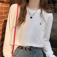 現寶蓮女肩打底長(cháng)袖內恤正白色百搭韓版t2025新款春秋洋氣衫搭上 白色長(cháng)袖Baby熊 小 S