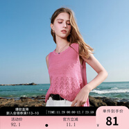 三彩2025秋款鏤空鉤花針織衫無(wú)袖圓領(lǐng)度假風(fēng)套頭衫背心M 玫紅色 M 160/84A