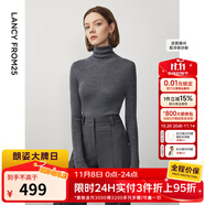 朗姿【朗姿羊毛Basic衣櫥】純羊毛法式毛針織衫冬季新款修身長(zhǎng)袖毛衣 深灰色2 M