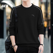 安踏衛衣男套頭衫2025秋冬季加絨運動(dòng)休閑裝寬松長(cháng)袖t恤男士上衣外套 7708-6基礎黑【常規款】 L (175) 適合120-140斤