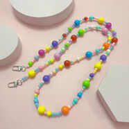 流行故飾劉詩(shī)詩(shī)串珠彩虹長(cháng)款手機鏈女時(shí)尚斜挎可背掛鏈通用帶夾片鏈子 手機鏈長(cháng)約120cm-珠子顏色大小隨機混搭-送貼片
