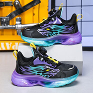 駱駝（CAMEL）男童鞋秋冬季新品防水皮面兒童運動(dòng)鞋中大童跑步鞋潮跑步鞋 918黑紫皮面 28 _內長(cháng)17.8CM