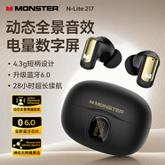 魔聲（Monster）N-Lite 217真無(wú)線(xiàn) 入耳式游戲耳機 藍牙無(wú)線(xiàn)連接 游戲手機配件 運動(dòng)耳機通話(huà)降噪手機通用 N-Lite 217黑色【短耳柄+數顯屏+4g超輕】