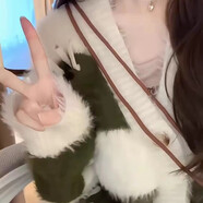 AEMAPE仿水貂絨條紋撞色開(kāi)衫毛衣女2025秋冬韓版寬松加厚針織衫時(shí)尚外套 仿貂版 L 105-120