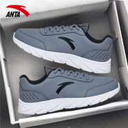 安踏（ANTA）男鞋冬季2025新款皮面保暖秋冬運動(dòng)鞋男休閑跑步鞋 深灰/黑/安踏白 39