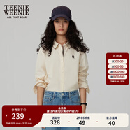 Teenie Weenie小熊春秋學(xué)院風(fēng)襯衫白色長(cháng)袖襯衣高智感打底衫上衣女 淺卡其色 S (160)