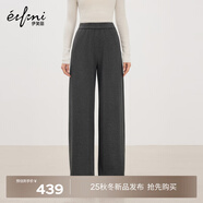 伊芙麗（eifini）伊芙麗軟糯舒適軟垂休閑褲寬松面膜褲顯瘦糯米褲子女2025冬裝新款 煙灰 小個(gè)子版 M 105-115斤