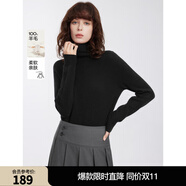 ELLE【100%綿羊毛】無(wú)縫一體高領(lǐng)毛衣女2025秋裝新款軟糯毛針織衫 黑色（升級款） L