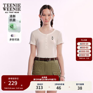 Teenie Weenie小熊女裝紫色短袖t恤2025新款潮流設計感亨利領(lǐng)上衣 象牙白 L