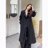 麓格立風(fēng)衣外套女卡其色裝春秋款女士2025新款高個(gè)子韓版秋季大衣中長(cháng)款 黑色風(fēng)衣 S