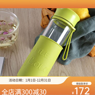 樂(lè )扣樂(lè )扣（LOCK&LOCK）耐熱雙層玻璃水杯學(xué)生便攜男女白領(lǐng)可愛(ài)清 藍色 500ml