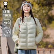 HIPANDA你好熊貓羽絨服女冬季2025新款女士修身短款休閑輕薄立領(lǐng)外套女款 米白 S