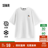 森馬（Semir）【多彩涼感T】短袖t恤女夏中長款寬松舒適刺繡上衣109324100007