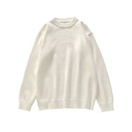 AEMAPE溫柔風(fēng)日系寬松圓領(lǐng)套頭毛衣女2025秋冬加厚慵懶風(fēng)純色百搭針織衫 白色 L (110-120)斤