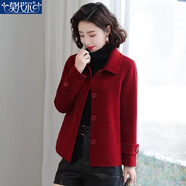 莫代爾時(shí)尚小香風(fēng)外套短款毛呢大衣女2025秋冬季新款寬松百搭氣質(zhì)上衣 紅色 L
