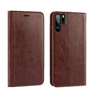 Masentek適用于華為p30p30pro手機殼真皮p30pro保護套男女翻蓋p30lite青春版商務(wù)插卡牛皮質(zhì)全包防摔男款皮 p30pro6點(diǎn)47寸棕色