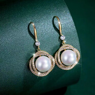 卓麥鋯石纏繞珍珠耳環(huán)韓國新款高級感微鑲時(shí)尚耳鉤短款簡(jiǎn)約百搭輕奢 高級感貝珠耳環(huán)女