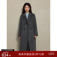 自巧（ZIQIAO）小個(gè)子正肩100%全羊毛雙面呢大衣女2023冬季新款毛呢西裝外套 淺棕灰 （100%綿羊毛） XS (2碼)