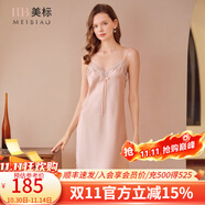 美標(biāo)送禮物真絲吊帶連衣裙性感睡裙女春夏19姆米重磅100%桑蠶絲綢睡衣 柔粉 2XL （175）