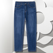 夢(mèng)特嬌（MONTAGUT）春夏季男士商務(wù)水洗牛仔褲貓須直筒長(cháng)褲彈力舒適休閑褲 淺藍 34 