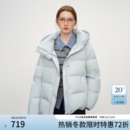 范思藍恩高光云朵系列多巴胺泡芙羽絨服女冬裝連帽慵懶短款外套女 冰藍色 XS