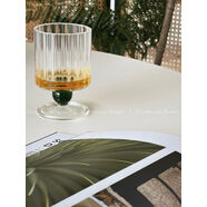 Texdream織夢(mèng)豎紋玻璃杯法式復古玻璃杯水杯家用創(chuàng  )意酒杯果汁杯 豎紋高腳杯綠珠杯