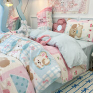 維諾亞可愛(ài)小狗四件套100棉棉床單被套被罩學(xué)生宿舍單人床上三件套3 涂鴉油畫(huà)狗甄選新疆棉 0點(diǎn)9m宿舍床單款被套150*200cm3件套