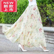東方鴨雪紡半身裙流行印花a字裙23夏季新款時(shí)尚優(yōu)雅顯瘦大擺百褶長(cháng)裙 米色牡丹【裙長(cháng)90cm】 M 80-100斤