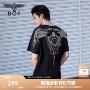 BOY LONDON【暗黑羅盤(pán)】夏情侶款短袖權杖印花炸街潮牌T恤N01906 N0103902 XL