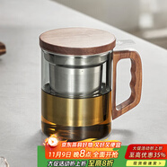 憶壺茶（YIHUTEA）茶杯玻璃茶水分離杯帶過濾家用辦公室男女泡茶杯茶道喝茶水杯子 【升級內(nèi)膽】墨色泡茶杯 400ml