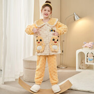 女童吉伊卡哇睡衣秋冬兒童法蘭絨加厚睡衣中大童珊瑚絨學(xué)生家居服 YM3514奶龍 娃娃領(lǐng) 110 童10碼建議身高105-115CM