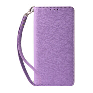 【原裝品質(zhì) 】適用于蘋(píng)果16promax手機殼15plus保護套14Pro真皮套 紫色 【配同色系皮手繩】 iPhone 5S