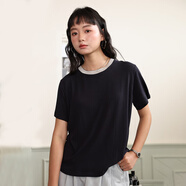 MJ風(fēng)格Lyocell天絲亞麻短袖女性2025夏季新光圓領(lǐng)多功能底襯衫 謐藍 M