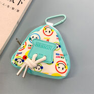 韓美信手機殼掛繩手腕短繩充電器迷你收納包耳機數據線(xiàn)可愛(ài)鑰匙扣ccd相 三角淡青笑臉+青D扣