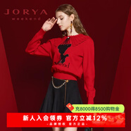 卓雅周末（JORYA weekend）秋野鹿境系列|23秋季新款鉤花小鹿圖案針織衫EJWDAF11 紅色 S