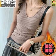 莫代爾加絨加厚保暖吊帶背心女秋冬西裝內搭外穿帶胸墊打底文胸一體絨上 粉色加絨 L