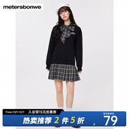 美特斯邦威假兩件連衣裙女休閑冬季新款潮流繡花百搭學(xué)院風(fēng)裙子女 黑色 L 165 88A